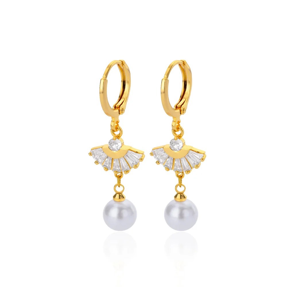 Trending Zircon Pearl Earrings - Luxurious Gold Drop Earrings