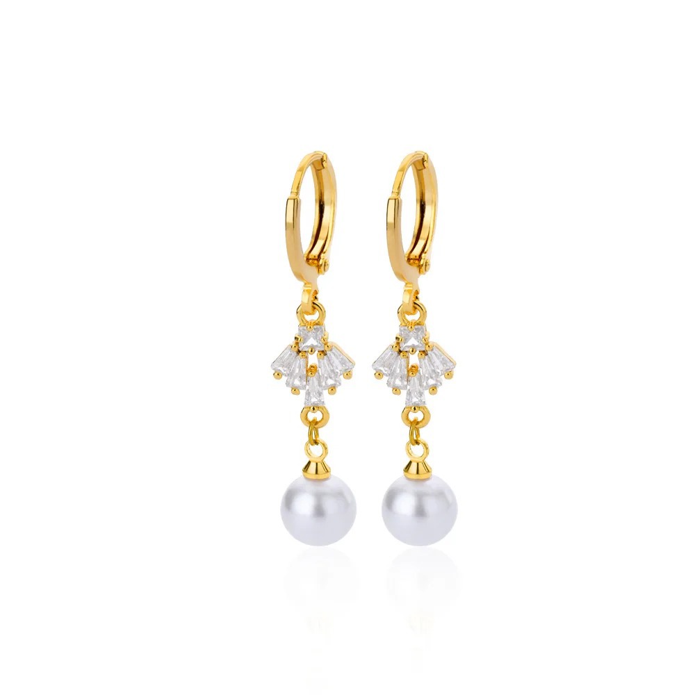 Trending Zircon Pearl Earrings - Luxurious Gold Drop Earrings