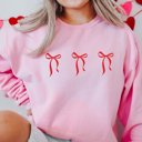 2X Pink 3 Red Bows Graphic Sweatshirt