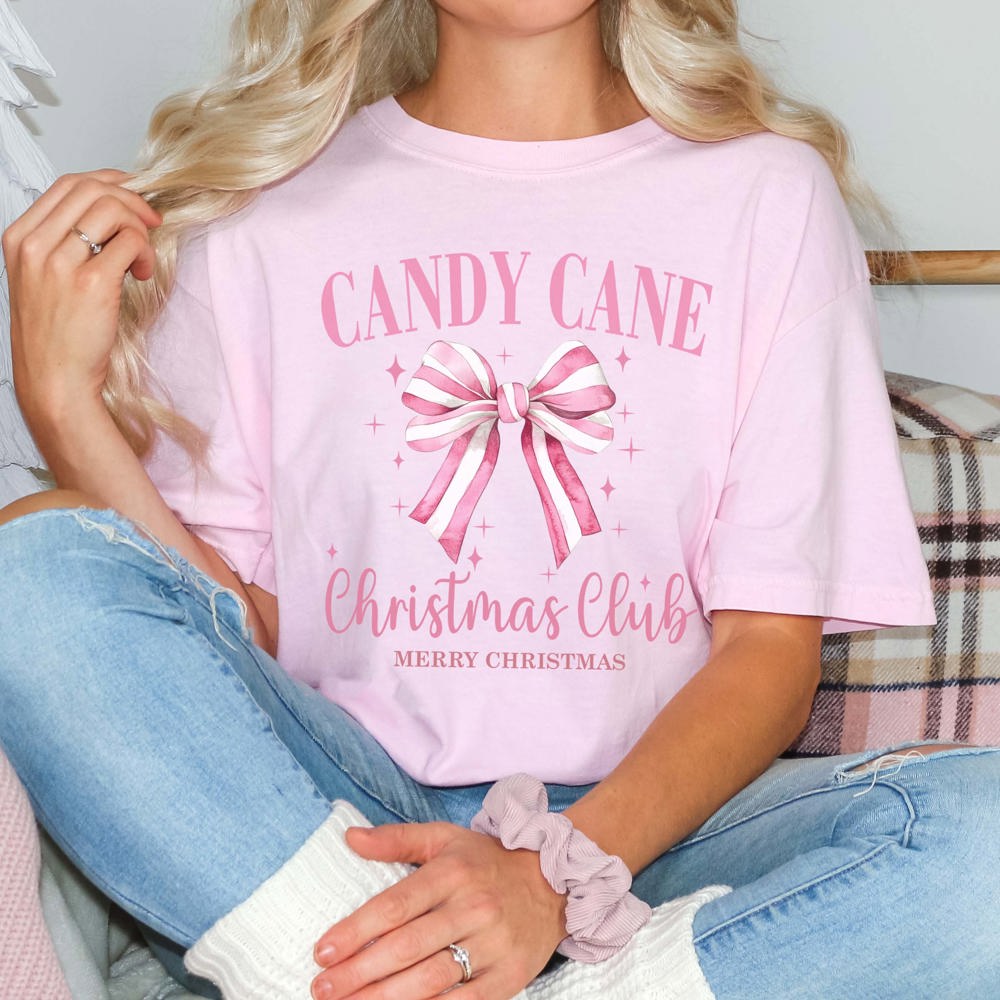 Candy Cane Christmas Club Comfort Color Graphic Tee