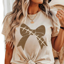 Small Natural Football Large Bow Bella Graphic Tee