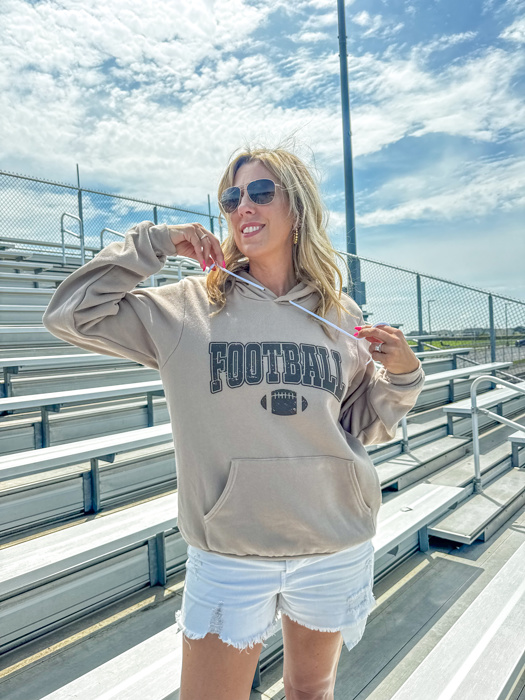 Distressed Football With Ball Tan Bella Hoodie Sweatshirt
