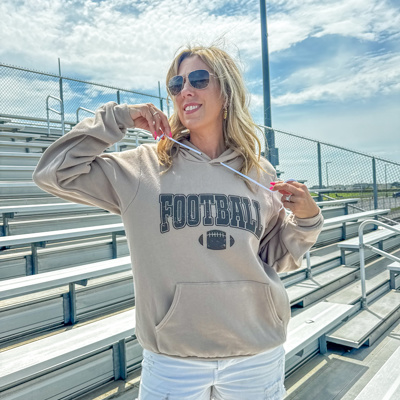 Distressed Football With Ball Tan Bella Hoodie Sweatshirt