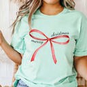 2X Mint Merry Christmas Red Bow Bella Graphic Tee