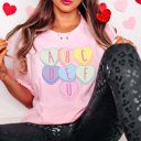 Large Pink ABCDEFU Hearts Tee