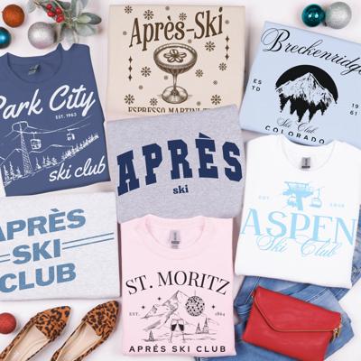 Après Ski Gildan Sweatshirt Collection – Park City Ski Club, Espresso Martini Après-Ski, Breckenridge Ski Club, Aspen Ski Club & St. Moritz