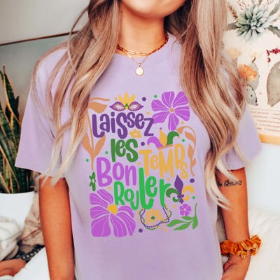 Art Deco Mardi Gras Comfort Color Tee