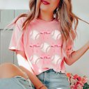 2X Pink Baseballs And Bows Collage Bella Tee