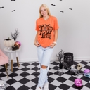 Large Orange Retro Witchy Vibes & Trick or Treat Shirts | Bella Canvas Halloween Graphic Tees