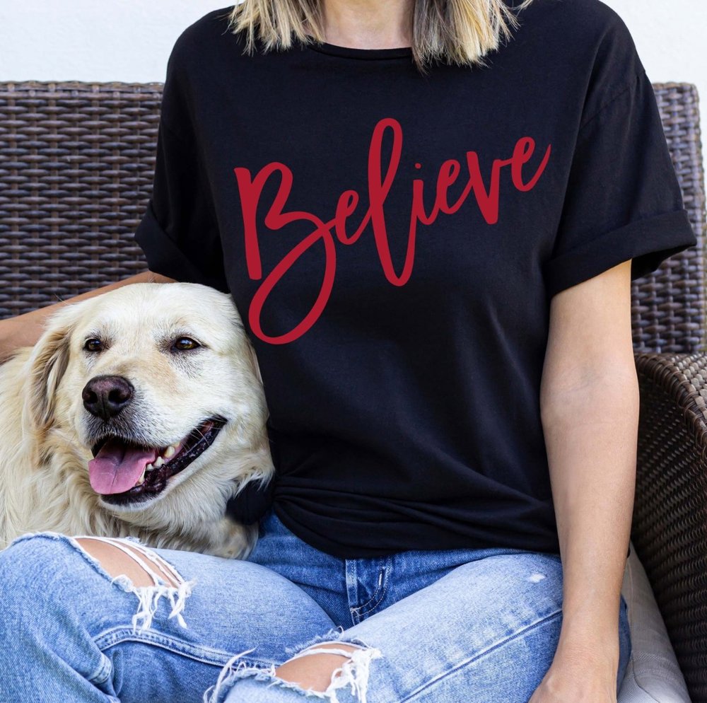 Believe Script Bella Graphic Tee