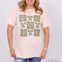 Large Ivory Bow & Shamrock Checkerboard Comfort Color Tee