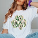 Large White Brush Stroke Shamrock Comfort Color Tee