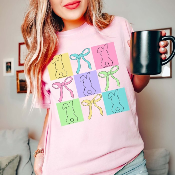 Bunnies & Bows Checkerboard Comfort Color Tee