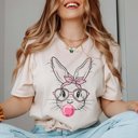 2X Natural Bunny Blowing Bubble with Heart Glasses Tee