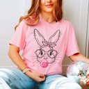 2X Pink Bunny Blowing Bubble with Heart Glasses Tee