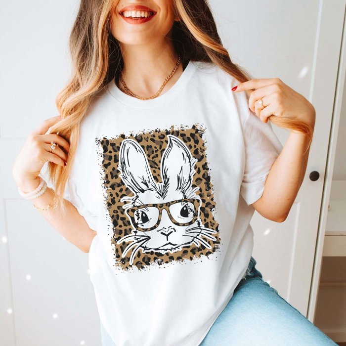 Bunny Glasses Leopard Tee