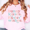 2X Light Pink Bunny Kisses Easter Wishes Crew Sweatshirt