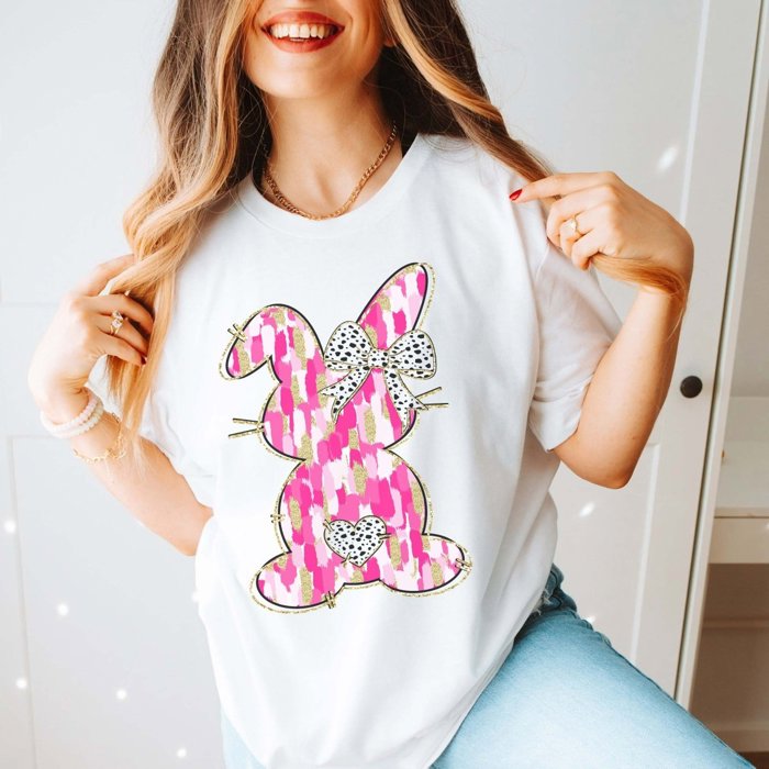 Bunny Pink Brush Stroke Bella Graphic Tee