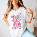 XL White Bunny Pink Brush Stroke Bella Graphic Tee