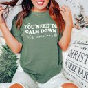 2X Light Green Calm Down It Is Christmas Comfort Colors Graphic Tee