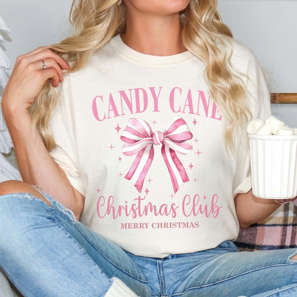 Candy Cane Christmas Club Comfort Color Graphic Tee