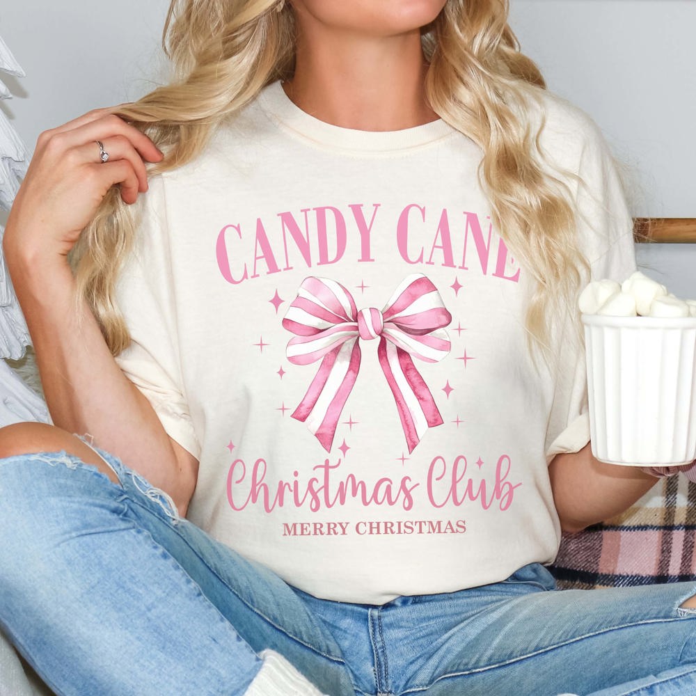 Candy Cane Christmas Club Comfort Color Graphic Tee