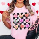 Large Blossom Candy Hearts Checkered Comfort Color Tee