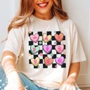 Large Ivory Candy Hearts Checkered Comfort Color Tee