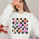  Candy Hearts Checkered Crew Sweatshirt