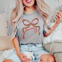 Small Grey Christmas Bows Comfort Colors Graphic Tees – Festive Holiday Vintage Collection