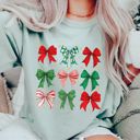 Medium Light Green Christmas Bows Comfort Colors Graphic Tees – Festive Holiday Vintage Collection