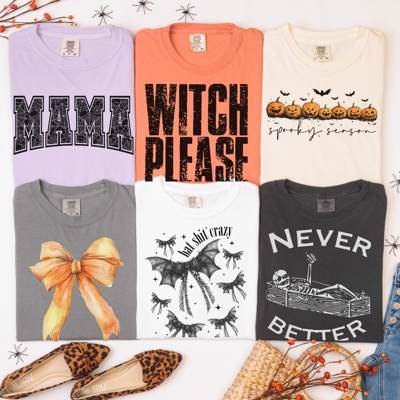 Funny Witch, Pumpkin, and Skeleton Spooky Season | Comfort Colors Halloween Graphic Tees