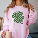 2X Pink Checkered Clover Crew Sweatshirt