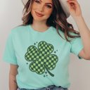 2X Mint Checkered Clover Tee