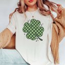 Large Natural Checkered Clover Tee