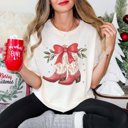  Christmas Boots With Bow Comfort Color Graphic Tee