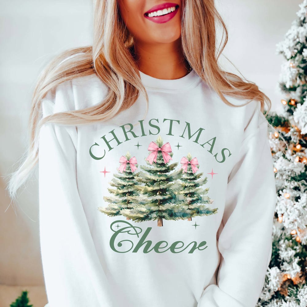 Christmas Cheer Watercolor Trees Graphic Sweatshirt