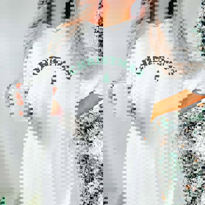 Christmas Retro With Tree Comfort Color Graphic Tee