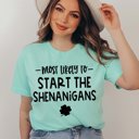 Large Mint Most Likely To Start The Shenanigans Tee