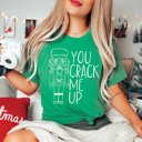 Large Kelly Couple Christmas Crack Me Up & Deez Nuts Bella Graphic Tee