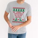 2X Solid Athletic Couple Christmas Home Security & Filthy Animal Ugly Sweater Bella Graphic Tee