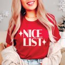 2X Red Couple Christmas Naughty & Nice Bella Graphic Tee