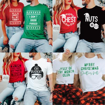 Couples Christmas Matching Holiday Bellas Canvas Unisex Tees