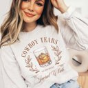 Large Ash Cowboy Tears Social Club Crew Sweatshirt