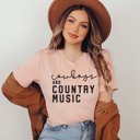 Medium Heather Peach Cowboys and Country Music Tee