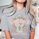 Large Grey Cowboys & Country Music Comfort Color Tee