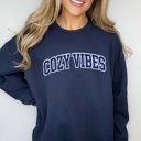 Large Navy Cozy Vibes Blue Crew Sweatshirt