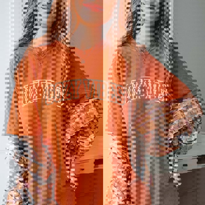 Cozy Vibes Orange Comfort Color Graphic Tee