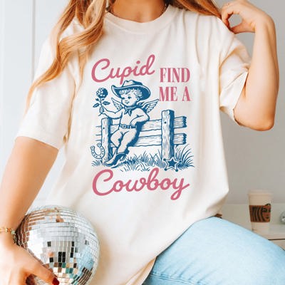 Cupid Find Me A Cowboy Comfort Color Tee