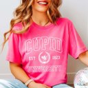 Large Bright Pink Cupid University Bella Valentine Graphic Tee